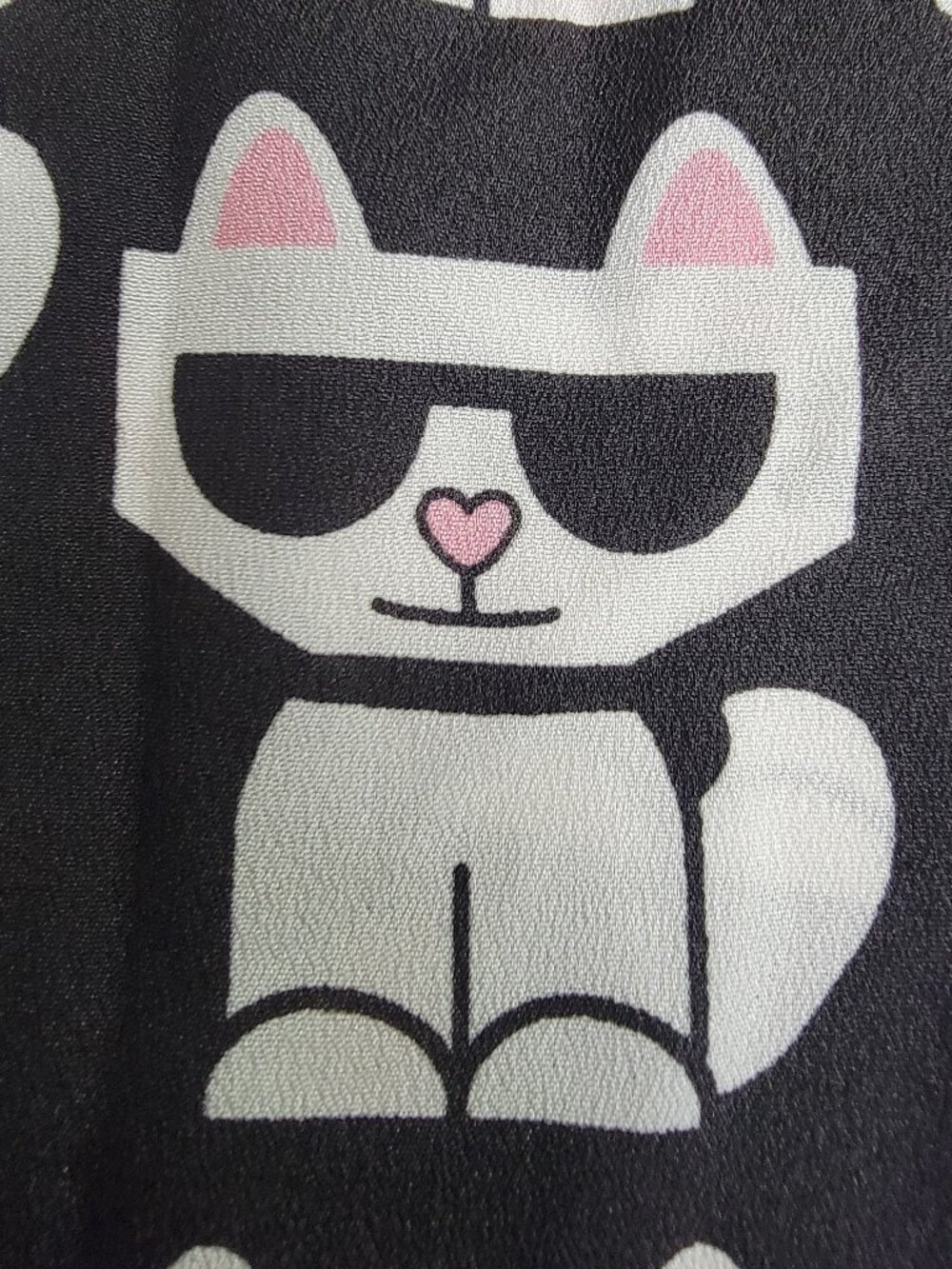 Karl Lagerfeld Paris Choupette Cat Print Button Down Blouse Shirt - XL